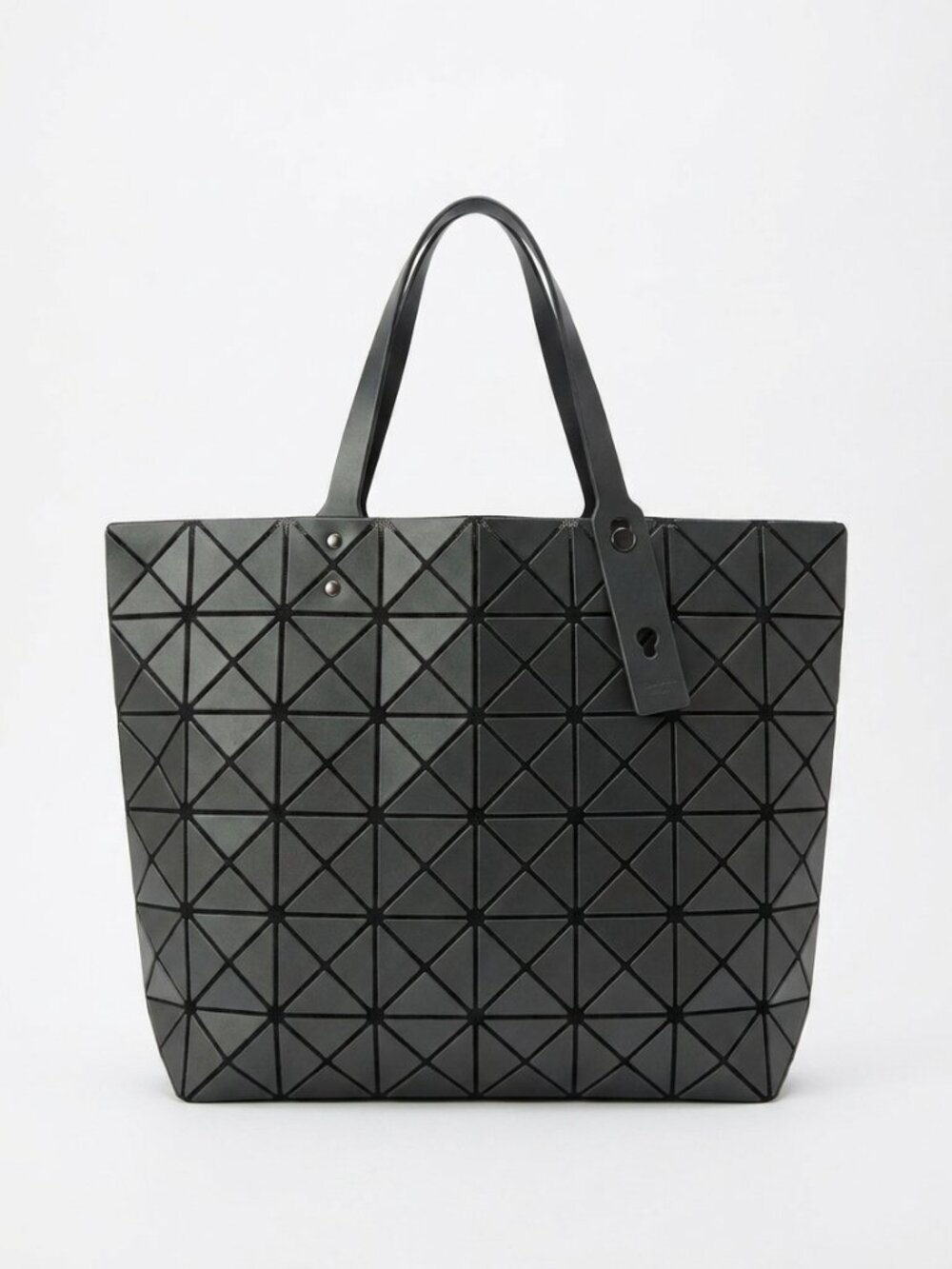 Geometric Triangle Panel Tote Bag Matte Black Architectural Handbag